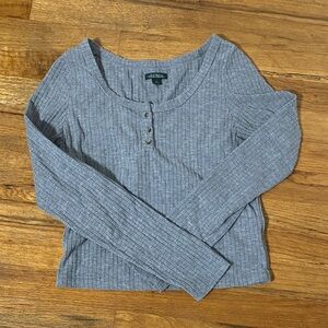 Wild Fable Gray Ribbed Long Sleeve Tee